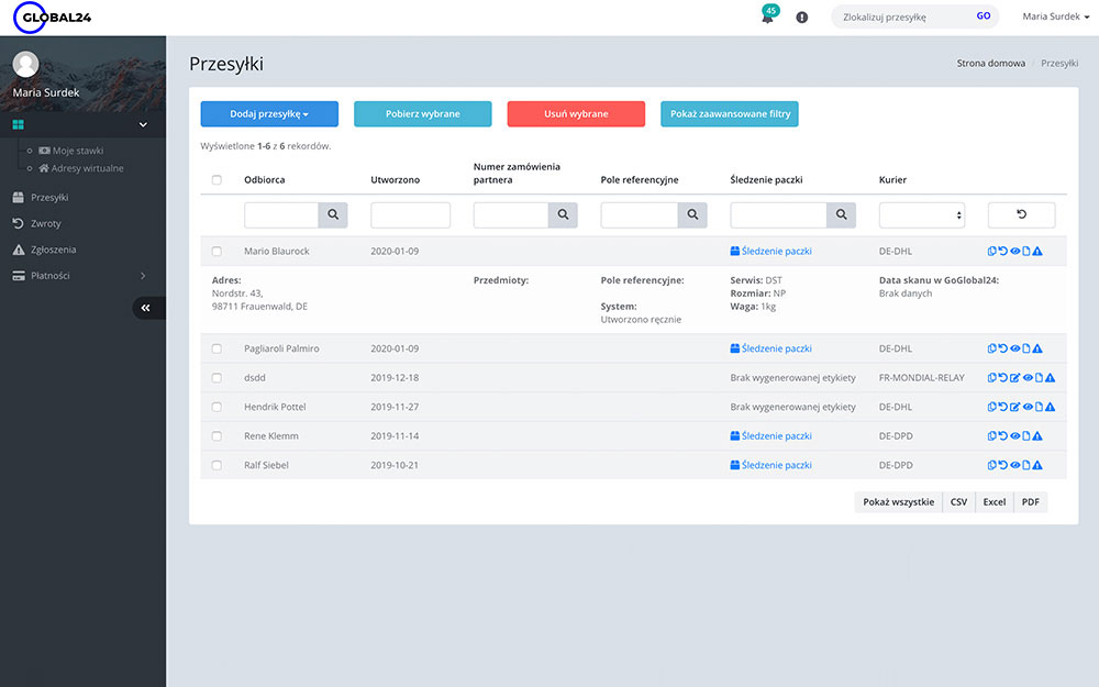 Zarządzanie wysyłkami